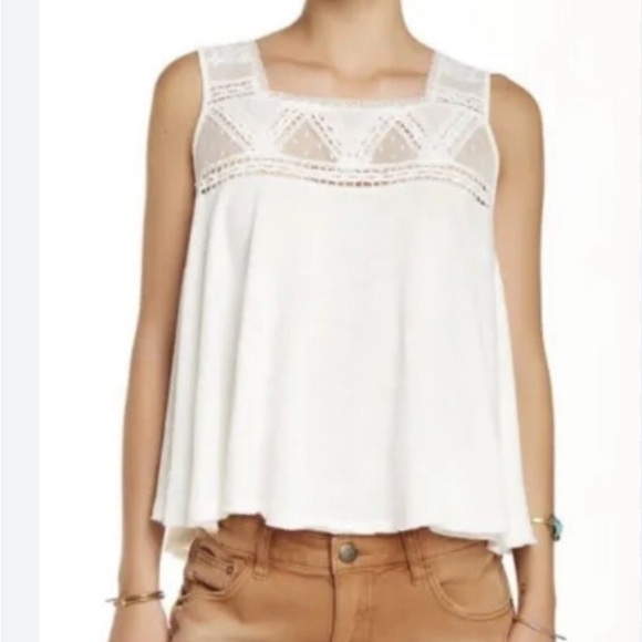 Free People Coasta Lace Detail open back crop Women's Top size small - Picture 1 of 8